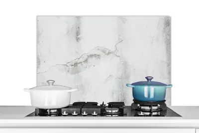 Obrázek produktu pro KitchenYeah® Splashback kitchen - Kuchyňský splashback - Ochrana stěny sporáku a dřezu - Beton - Šedá - Bílá 80x55 - Alu-Dibond (alternativa ke skleněnému splashbacku) - Tepelně odolný - Splashback na sporák -