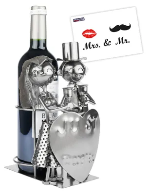 Produktbild von BRUBAKER Weinflaschenhalter Just Married - Metall Flaschenhalter Hochzeit - Wein Geschenk für Brautpaare oder Hochzeitstag - Hochzeitspaar