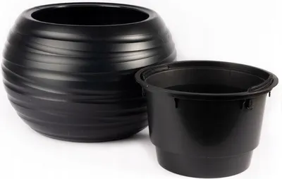 Produktbild von Runder anthrazitfarbener Labyrinth-Topf mit Einsatz 39,6 cm