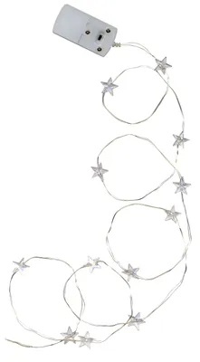 Produktbild von Best Season LED-Draht-Lichterkette "String" 12teilig weisse Sterne, LED c/w, 1,1m, Batterie, 726-37