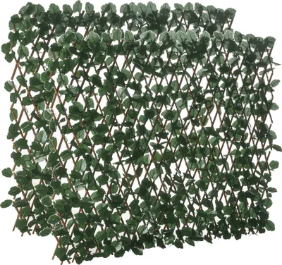 Image de Outsunny Haie artificielle feuilles murale brise-vue 2 panneaux longueur ajustable 295 x 70 cm treillis extensible feuillage réaliste en PE vert