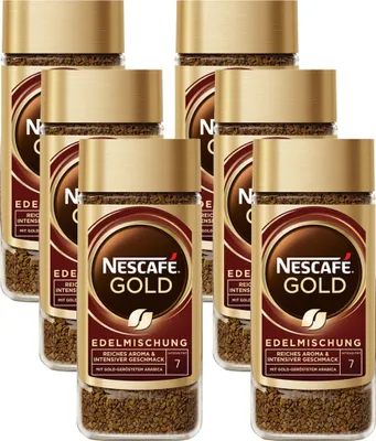 A group of Nescafe Gold coffee jars arranged in a staggered pattern against a white background.