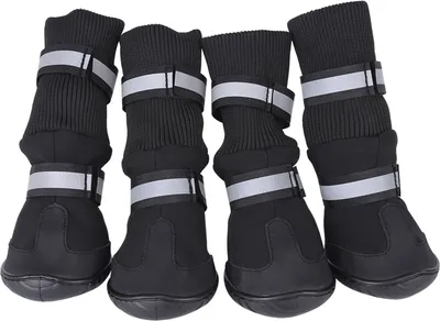Produktbild von 4-teiliges Set, wasserdichte Hundeschuhe, rutschfeste Schutzstiefel für große Hunde, Schwarz, XL