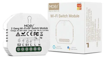 Immagine prodotto di Interruttore intelligente MOES RF433 da incasso, modulo relè intelligente fai-da-te