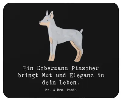 Produktbild von Mr. & Mrs. Panda Mouse Pad Dobermann Pinscher - Schwarz - Geschenk, Hunderassen Beschreibung, Hunde, anmutig, treue Begleiter, Beschützerinstinkt, Mauspad, pc, laptop