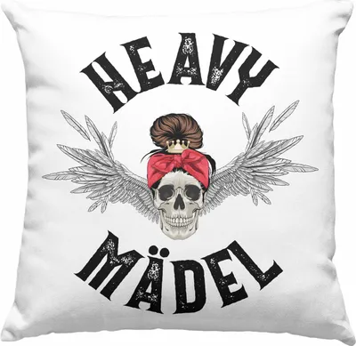 Produktbild von Trendation - Heavy Metal Mädel Geschenk Frauen Deko-Kissen mit Füllung 40x40 Death Metal Becher Metalfal Rocker Biker Geschenkidee (Grün)