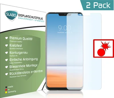 A product image showing a smartphone screen protector packaging and the product itself, along with marketing text and icons.