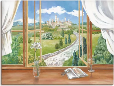 Produktbild von ARTland Leinwandbild Fenster zur Toskana Größe: 120x90 cm