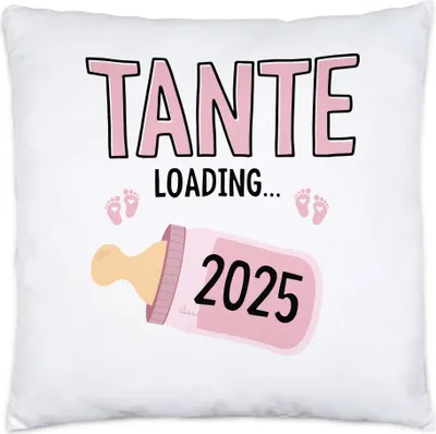 Produktbild von Tante Loading 2025 Kissen Mit Füllung Geschenk Werdende Tante Babynews mit Ladebalken Schwangerschaft Geschenkidee