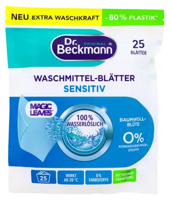 Produktbild von Dr. Beckmann Magic Leaves Wäsche 25 Blätter Sensitiv Baumwollblüte