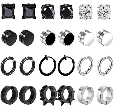 Produktbild von 12 Paar magnetische Ohrringe – Edelstahl, Clip-On-Design