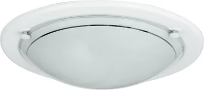 A white ceiling light fixture with a dome-shaped diffuser.