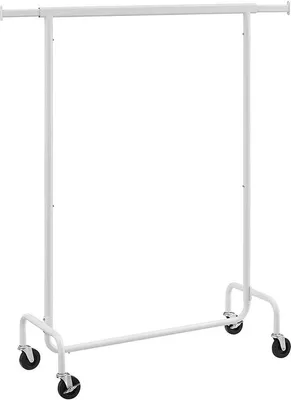 Produktbild von Rootz Kleiderständer – Kleiderständer – mit ausziehbarer Kleiderstange – Kleiderbügelständer – freistehende Kleiderstange – mattweiß – 45 x (110–150) x 160 cm
