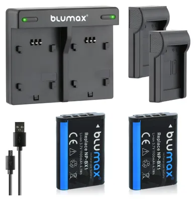 Produktbild von 2x Akku + Lader für Sony NP-BX1 RX100 III IV V VI VII HX90V HX400V 1100 mAh