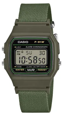Produktbild von Casio Armbanduhr F-91WF-3AEF digital mit Textilarmband grün
