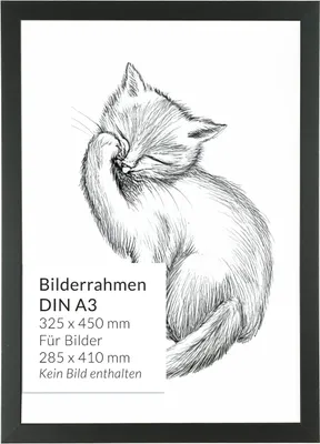 Produktbild von Schwarzer Bilderrahmen A3 45x32,5 cm bruchsicher Holz Kunststoff Wand Fotorahmen