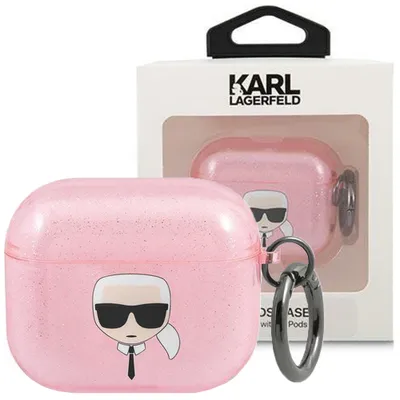 Produktbild von Karl Lagerfeld Kla3Ukhgp Airpods 3 Hülle Różowy/Pink Glitter Karl`s Head