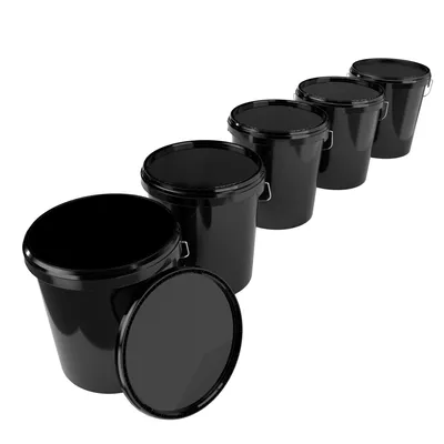 Produktbild von Eimer mit Deckel 16 L | Vorratseimer | Lebensmittelecht Schwarz | PP | 5 Stück