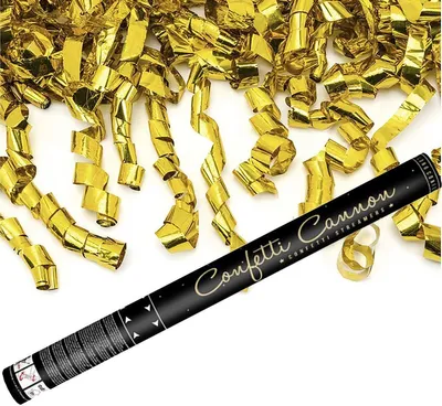 Shooter gold Luftschlangen gekringelt Konfettikanone 60 cm Deko Hochzeit Geburtstag Partyshooter Fasching Karneval