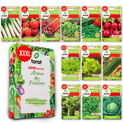 Produktbild von TORAF Gemüsesamen Set XXL, 2500 Samen, 12 Sorten, Garten & Balkon