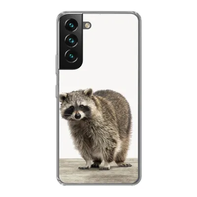 Produktbild von MuchoWow® Handyhülle Schutzhülle Hülle für Samsung Galaxy S22 Waschbär - Tiere - weißer Hintergrund - Jungen - Mädchen - Kinder Silikon Softcase Handy Hülle - Mobiltelefonhülle