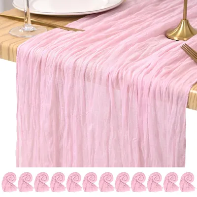 Obrázek produktu pro Sada 12 růžových ubrousků na stůl z látky, ideální pro romantické oslavy a svatby (45 x 275 cm)
