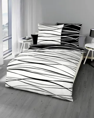 Produktbild von Kaeppel Wendebettwäsche schwarz-weiß 1x 155x220 cm + 1x 80x80 cm