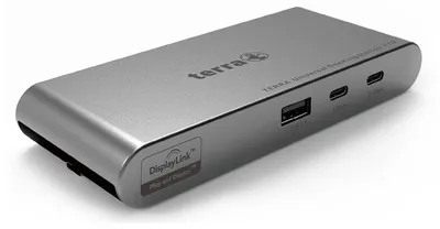 Produktbild von TERRA MOBILE Dockingstation 770 USB-C Dual Display Dockingstation mit Dual Display für unterwegs!, Kabelgebunden, USB 3.2 Gen 2 (3.1 Gen 2) Type-C, 1000,10,100 Mbit/s, Hellgrau, Dunkles Grau, 1920 x 1080 Pixel, Universal