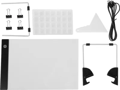 Immagine prodotto di set di 6 pezzi di strumenti per la pittura a diamante Luce LED Forniture per artisti Set di fogli luminosi A4