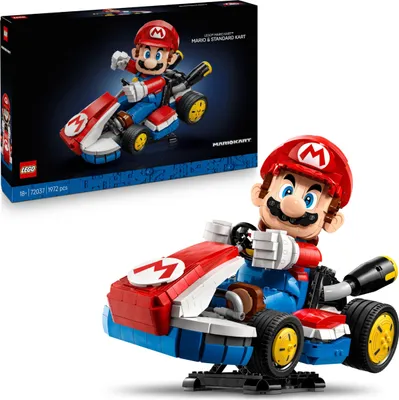 Image de LEGO Super Mario : Mario Kart : Mario & Standard-Kart - Figurine Nintendo et voiture constructible pour les fans de jeux - Objet de collection pour les joueurs adultes et les fans de jeux vidéo 72037