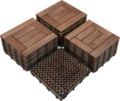 Zdjęcie produktu dla Yaheetech 27 sztuk 30x30 cm zestaw płytek tarasowych Płytki drewniane jako dekoracja ogrodowa Płytki wewnętrzne i zewnętrzne Płytki zatrzaskowe Zestaw płytek balkonowych, odporne na warunki atmosferyczne, łatwe w pielęgnacji, ok. 2,6 m² w zestawie, brązowe