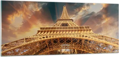 Produktbild von Bilder auf glas - Eiffle Architektur Paris - 100x40cm - Glasbilder - Wandbilder - Kunstdruck - zum Aufhängen bereit - Wanddekoration aus Glas - Glas Bilder - Wandbild auf Glas - GAB100x40-2437
