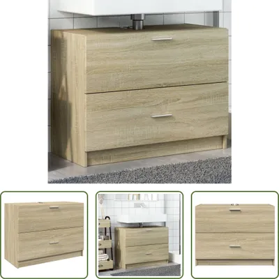 Produktbild von The Living Store Waschbeckenunterschrank Sonoma-Eiche 78x37x59 cm Holzwerkstoff
