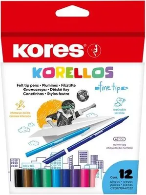 Immagine prodotto di Kores FS29013 Penna con punta in fibra Kores "Korello", fine, confezione da 12 pezzi