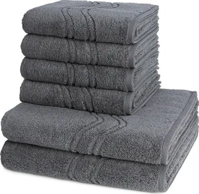 Produktbild von Ross Cashmere feeling 4 X Handtuch 2 X Duschtuch im Set Walkfrottee aus Baumwolle 520 g/m², Weich saugstark mit Aufhänger Kordel, Wellenmuster und gewebte Bordüre elegant