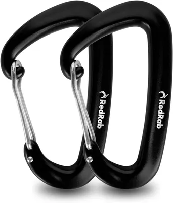 Imagen del producto de Dos mosquetones de aluminio con cierre rápido de acero inoxidable, de 4,8 x 8 cm, para uso en camping