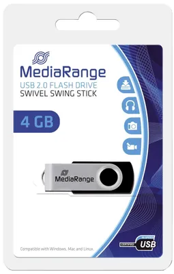Obrázok produktu pre MediaRange USB-Stick 4GB Flash disk silber swivel swing