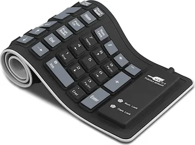 Obrázek produktu pro Silikonová klávesnice s kabelem USB, přenosná skládací klávesnice pro notebook PC notebook, 103 kláves, voděodolná, prachuvzdorná rolovací klávesnice pro domácí kancelář