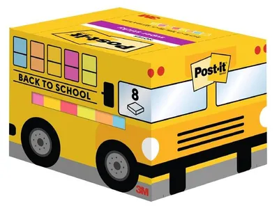 Image de Post-it® Car scolaire notes adhésives extra-fortes couleurs assorties 8 blocs