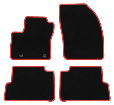 Productafbeelding van Velours automatten voor Ford C-MAX MK1 2003-2010 (MPV) – 4-delig, zwart/rood, op maat – Wielganizator CARLUX