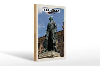 Produktbild von Holzschild Städte Erlangen Markgrafenstatue 20x30cm
