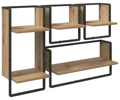 Immagine prodotto di vidaXL Set di mensole da parete 4 pezzi Rovere artigianale 65 x 25 x 30 cm Materiale a base di legno