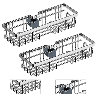 Produktbild von Duschregal aus edelstahl, duschablage für duschstangen bis 2 cm, leicht zu reinigen, silberfarben Badregal