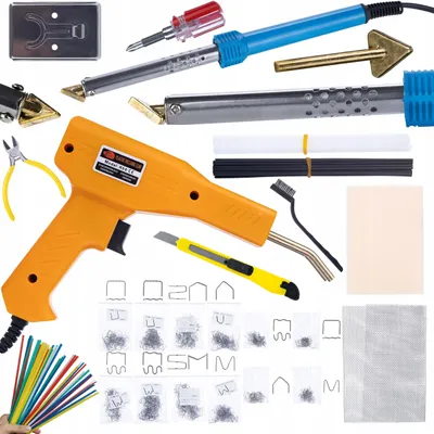 Produktbild von Rosfix Set Blue Lark BL80W – Kunststoffschweißgerät 80W mit Zubehör | Zange, Gitter, 800 Klammern, 5 Schweißdrähte | Auto, DIY, Reparatur