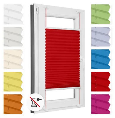 Produktbild von Estika Plissee Klemmfix ohne Bohren - 125 x 150 cm - Rot - Jalousie für Fenster innen