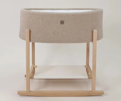 Produktbild von Moseskorb Wiege mit Gestell Moseskorb mit Ständer- Teddy Beige Babykorb Wiege Gestell Moseskorb Baby - Moseskorb mit Schaukelgestell aus Holz