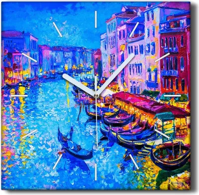 Produktbild von Coloray Hodiny Unikátní 30x30 cm  Tiché hodiny Pro obývací pokoj a kuchyň Nástěnné hodiny Plátno Černé ručičky hodin - Město lodí