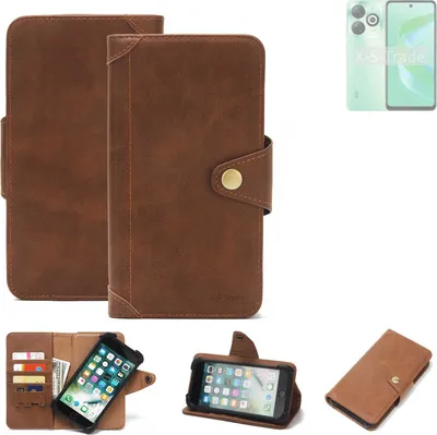Produktbild von K-S-Trade Handyhülle kompatibel mit Infinix Smart 9 Schutz Hülle Walletcase Bookstyle Tasche Case Handytasche Wallet Flipcase Cover PolyurethanBraun (1x)