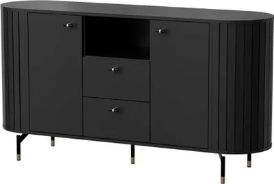 Image de Selsey Zante - Buffet 2 portes avec 2 tiroirs, noir, 150 cm