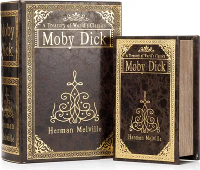 Zdjęcie produktu dla Moritz zestaw 2 sejfów na książki atrapa książki dekoracja wieloryb Moby Dick w kolorze złotym zdobiony sejf na książki szkatułka na książki schowek na pieniądze